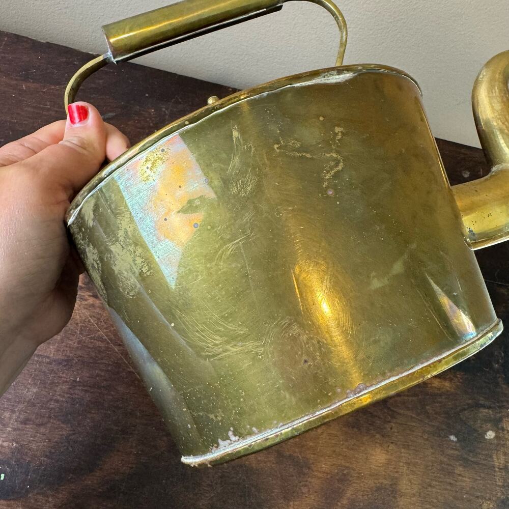 European Farmhouse Antique Brass‎ Teapot Tea Kettle with lid - Picture 9 of 9